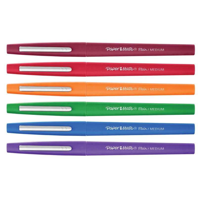 Paper Mate Flair Felt Tip Pens, Medium Point (0.7mm), Pastel Colors, 6 Count - Image 2